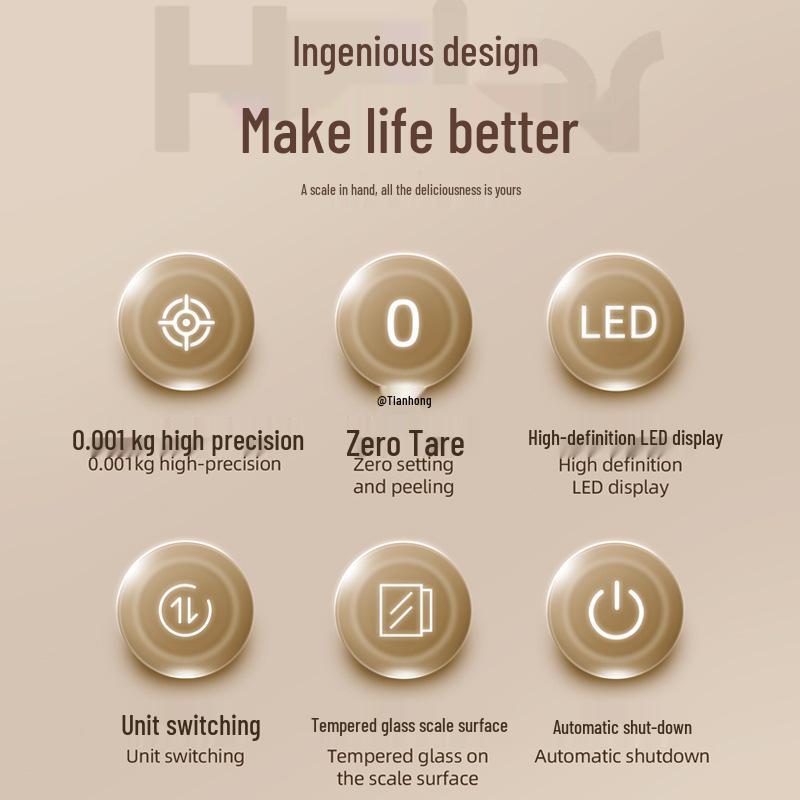 Rechargeable Kitchen Food Scale for Baking and Weighing