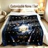 Space Cosmic Theme Custom Blanket Personalized Name & Text Customized Soft Warm Throw Blanket Home Decor