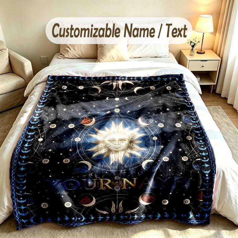 Space Cosmic Theme Custom Blanket Personalized Name & Text Customized Soft Warm Throw Blanket Home Decor