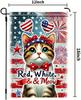 4th of July Patriotic Cat Garden Flags for Outside 12x18 Double Sided, Small Burlap Holiday Independence Day Memorial Day Ya