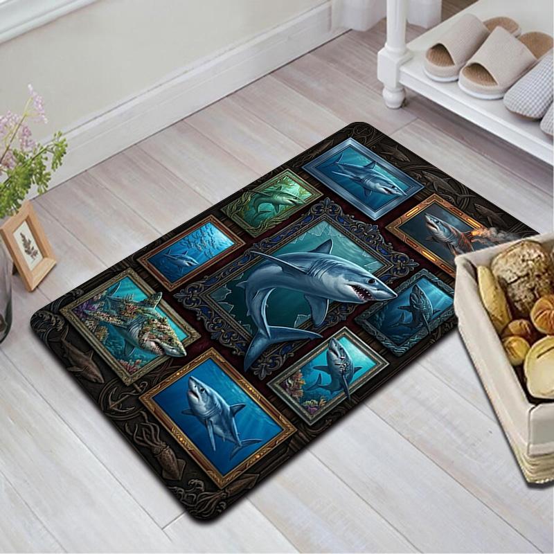 Shark Gallery Collection Pattern Rug Floor Mat for Living Room or Bedroom Soft and Comfortable Carpet a Gift for Birthday and Holiday.