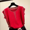 Summer Women Knitted T Shirt Patchwork Short Sleeve Contrast Color Fashion Womens Clothing Shirt