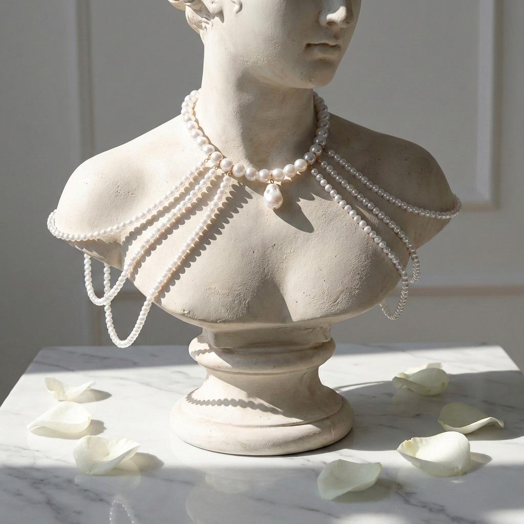 New Beach Vacation Style Imitation Bead Tassel Necklace for Women, a Unique And Exquisite Piece