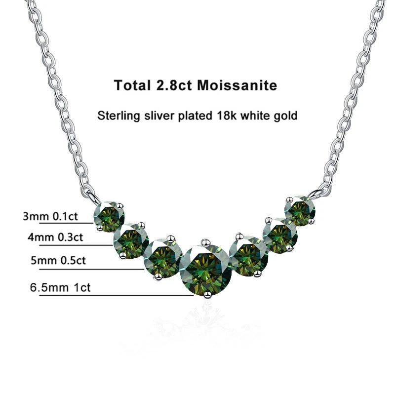 2.8CT Total Moissanite Necklace Elegant Sterling Silver Neck Jewelry Decoration Gift for Proposal Engagement Birthday Gift