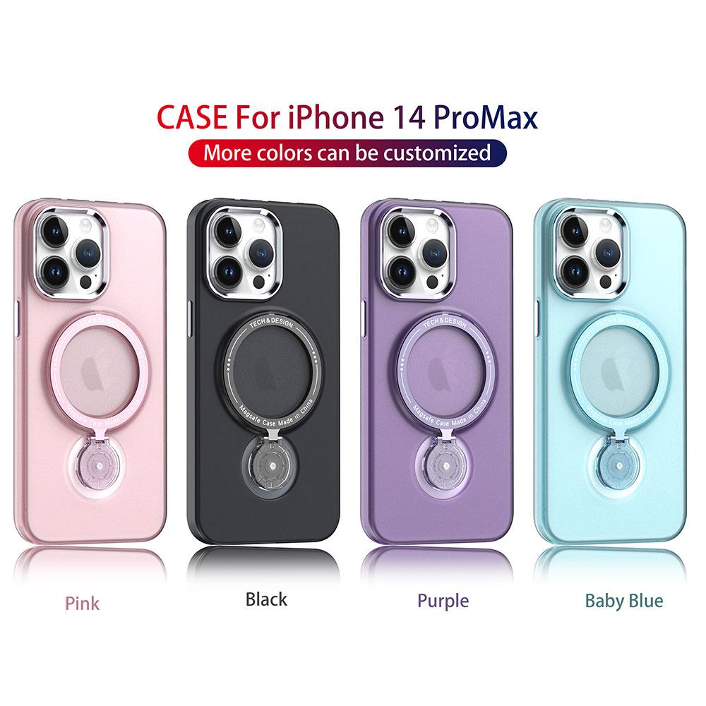 For iPhone 15 14 13 12 11 Pro Plus Max Case 360 Ring Stand Magnetic Magsafe Cover Matte Soft Clear Shell Antifall NonSlip Fundas