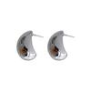 Silver needle C-shaped earrings, metal cold wind, Dongdaemun, Korea, bright stud earrings, simple and versatile ins earrings.