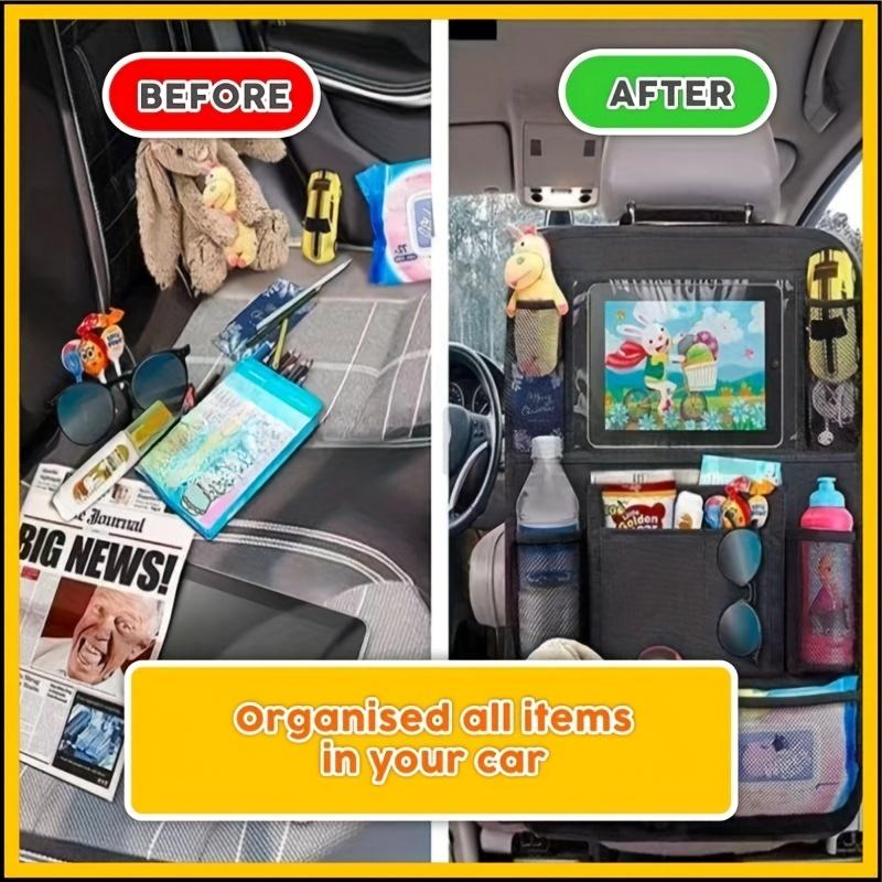 Car Seat Organizer Multifunctional Oxford Fabric Car Back Multi Pocket Storage Bag with Tablet Holder Protector for Kids