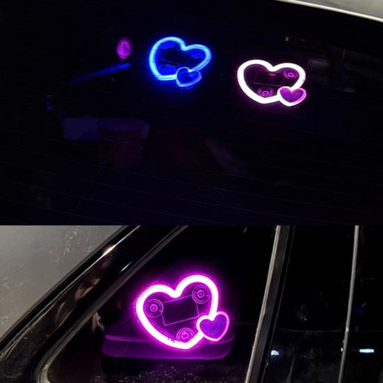 Solar Herz LED Auto Ambientebeleuchtung Kabellose Neon Dekorative Lampe für Innen Außen Saugnapfhalterung Wasserdicht Romantisches Geschenk für Paare