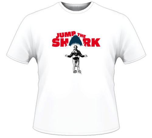 Fonzie Happy Days Jump the Shark Retro TV White T Shirt XXL