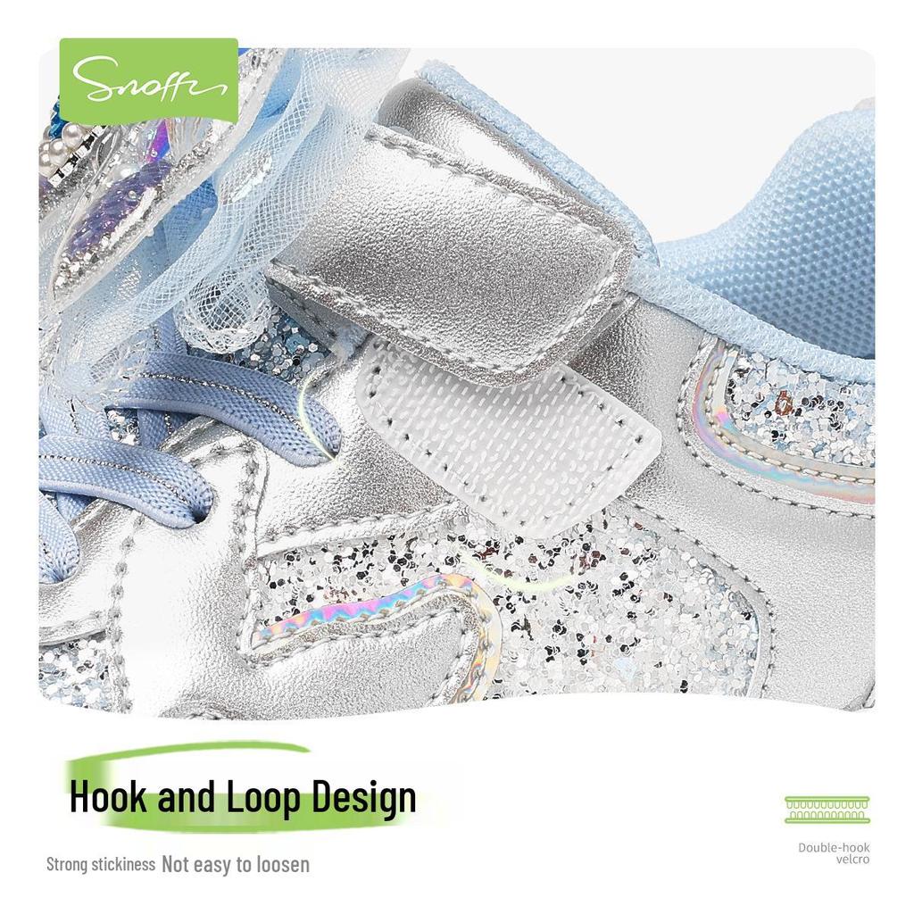 Snuffy 2026 Spring Girls' Crystal Princess Low-Top Sports Shoes - Soft Sole, Non-Slip