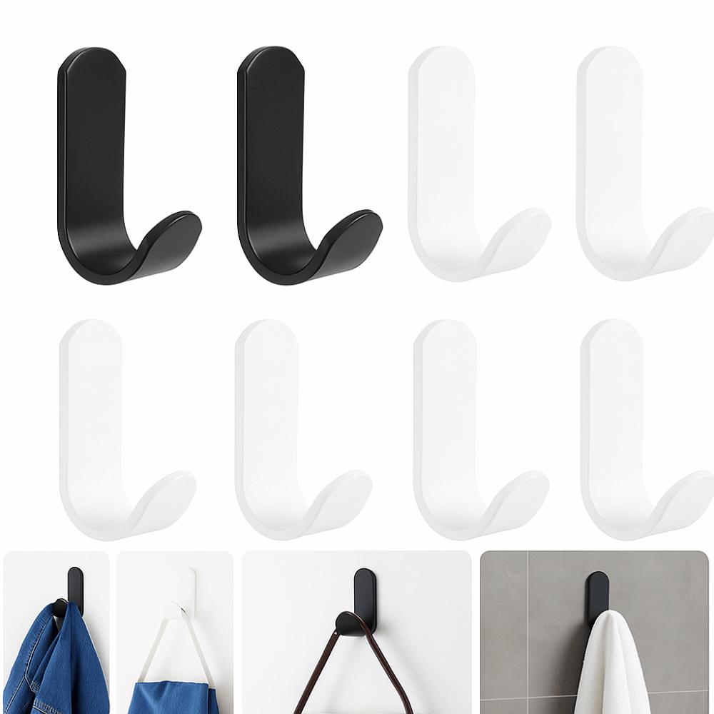 5 Pcs Strong Adhesive Wall Organizer Hook J-hook Design Waterproof Adhesive Towel Holder Rack Multi-purpose Hanging Hook