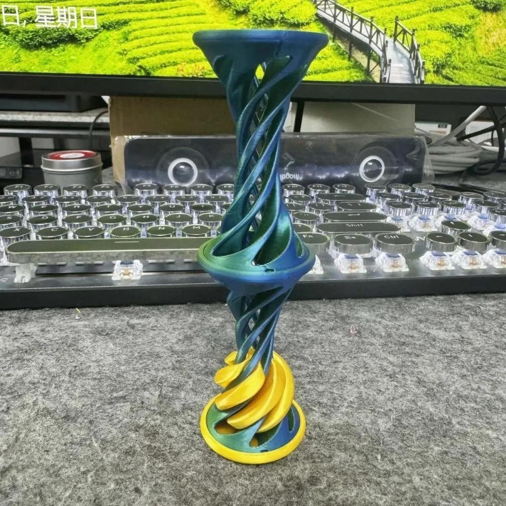 3D Printed Impossible Pyramid Passthrough Fidget Toy Double Layer Helical Tree Puzzle Stress Relief Gift for Kids Adults Decor