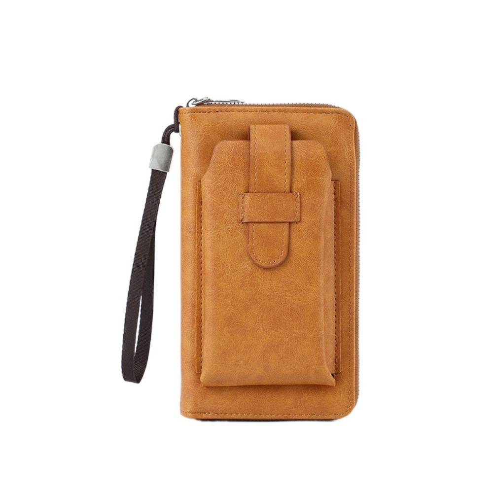 PU Leather Clutch Phone Bag Zipper Business Coin Purse Casual Men's Long Wallet  Outdoor