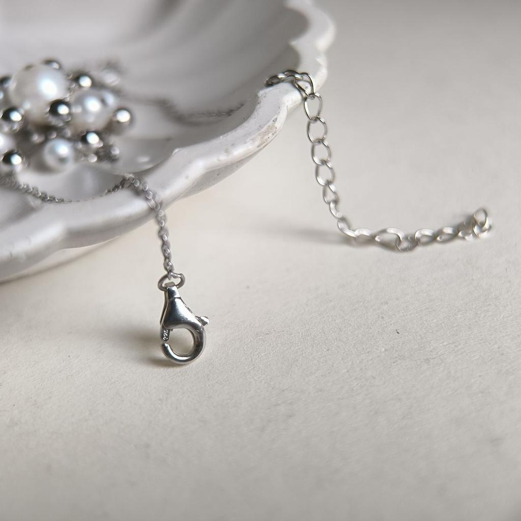 Silver Necklace with Natural Pearls, Item Weight 8.07 G (2185208)