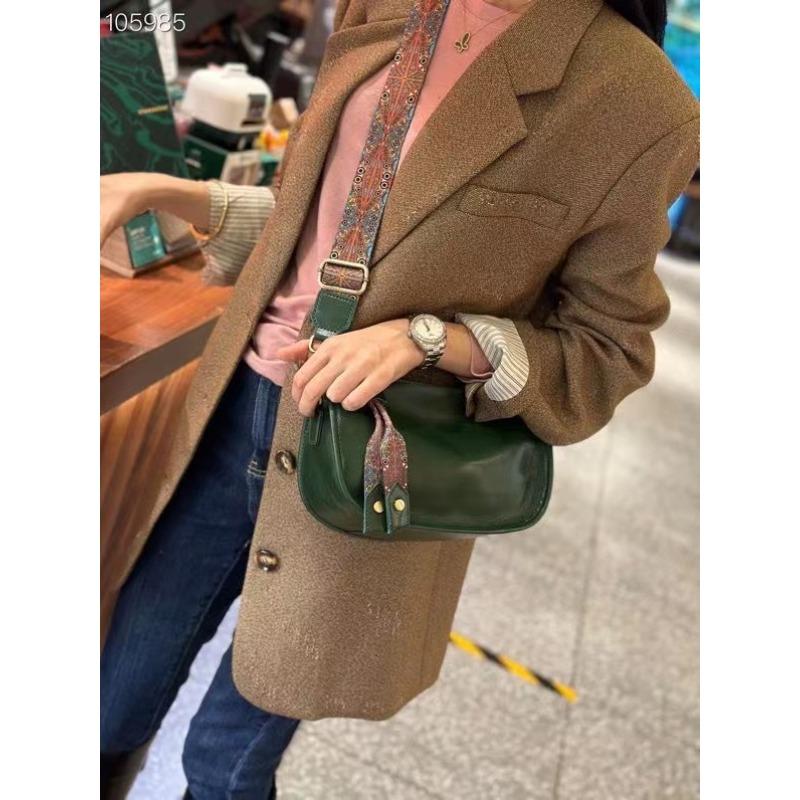 Popular Women's Bags, Large-capacity Top-layer Soft Leather-textured Small Bags, Wide Crossbody Bags, and Niche Retro Pillow Bags