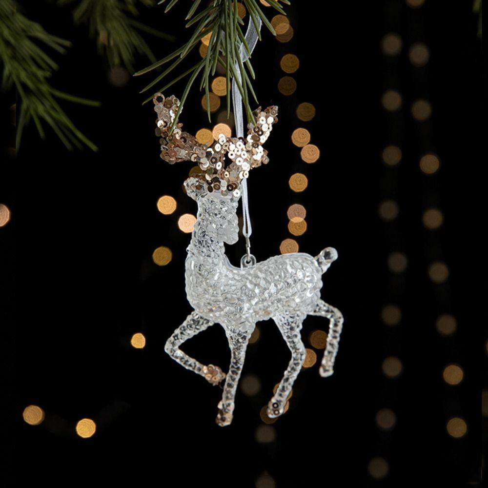 2pcs With Sequins Snowflake Hanging Ornaments Clear Christmas Tree Hanging Ornaments  Shopping Mall