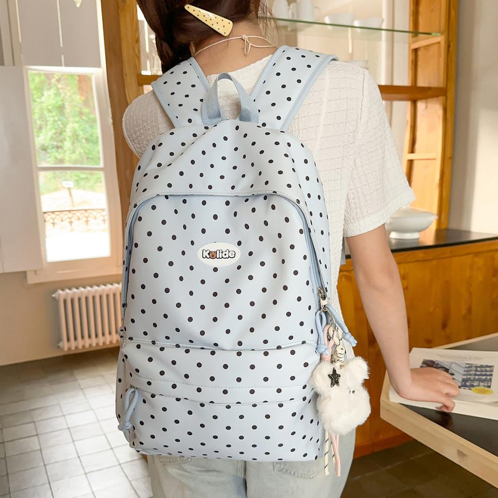 Schoolbag backpack Korean simple polka dots sweet wind early high school students commute light burden student backpack