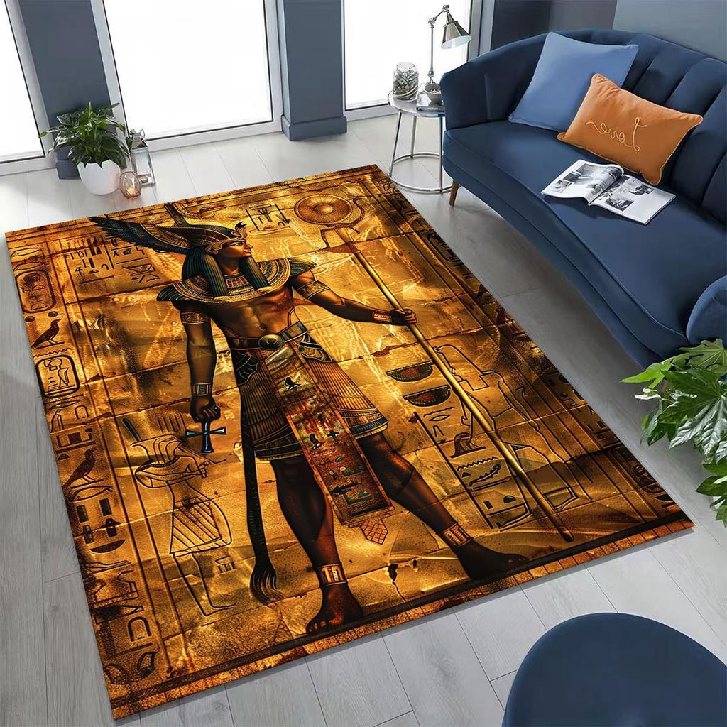 Ancient Egyptian God Dead Anubis Pharaoh Tutankhamun Mask Rug for Bedroom Living Room Sofa Home Doormat Decor,Non-slip Floor Mat