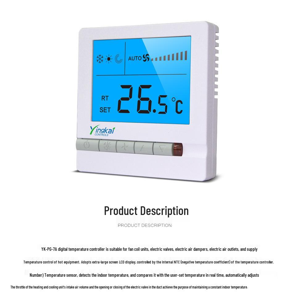 LCD Smart Thermostat for Central Air and Fan Coil Systems