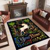 Unicorn Theme Crystal Velvet Floor Rug Personalized Custom Name Text Warm Carpet Home Decoration