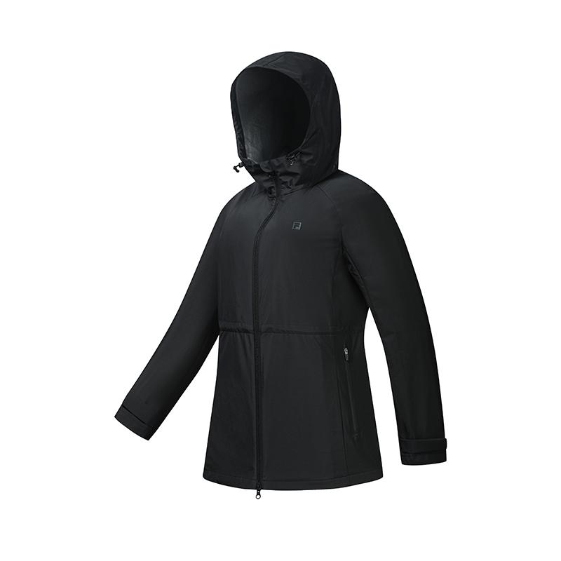 FILA Fitness Waterproof Breathable Multi-Functional Waist-Defining Jacket Women jackets Black A51W631701FBK XL
