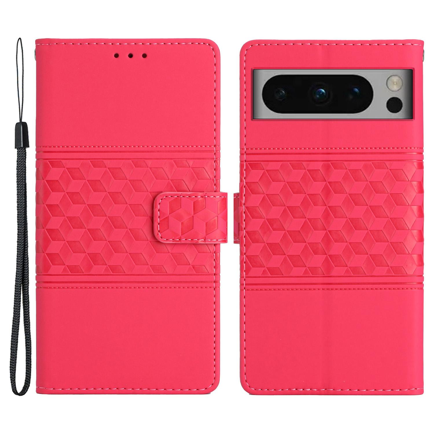 

Phone Leather Case for Google Pixel 8 Pro,Stand Wallet Imprinted Rhombus Phone Cover Rose