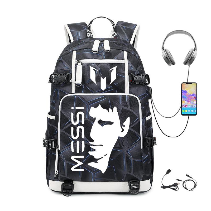 Football Printed Student Backpack Multifunctional Usb Interface Large Capacity Leisure Travel Backpack