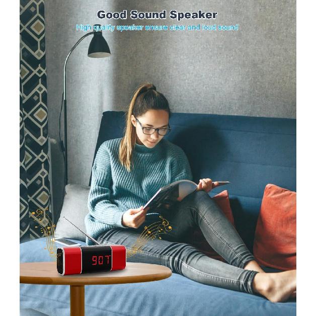 Kleines digitales FM-Radio mit Bluetooth-Lautsprecher, tragbares wiederaufladbares USB/SD-Karten-MP3-Player-Radio mit drahtlosem Lautsprecher und Kopfhöreranschluss