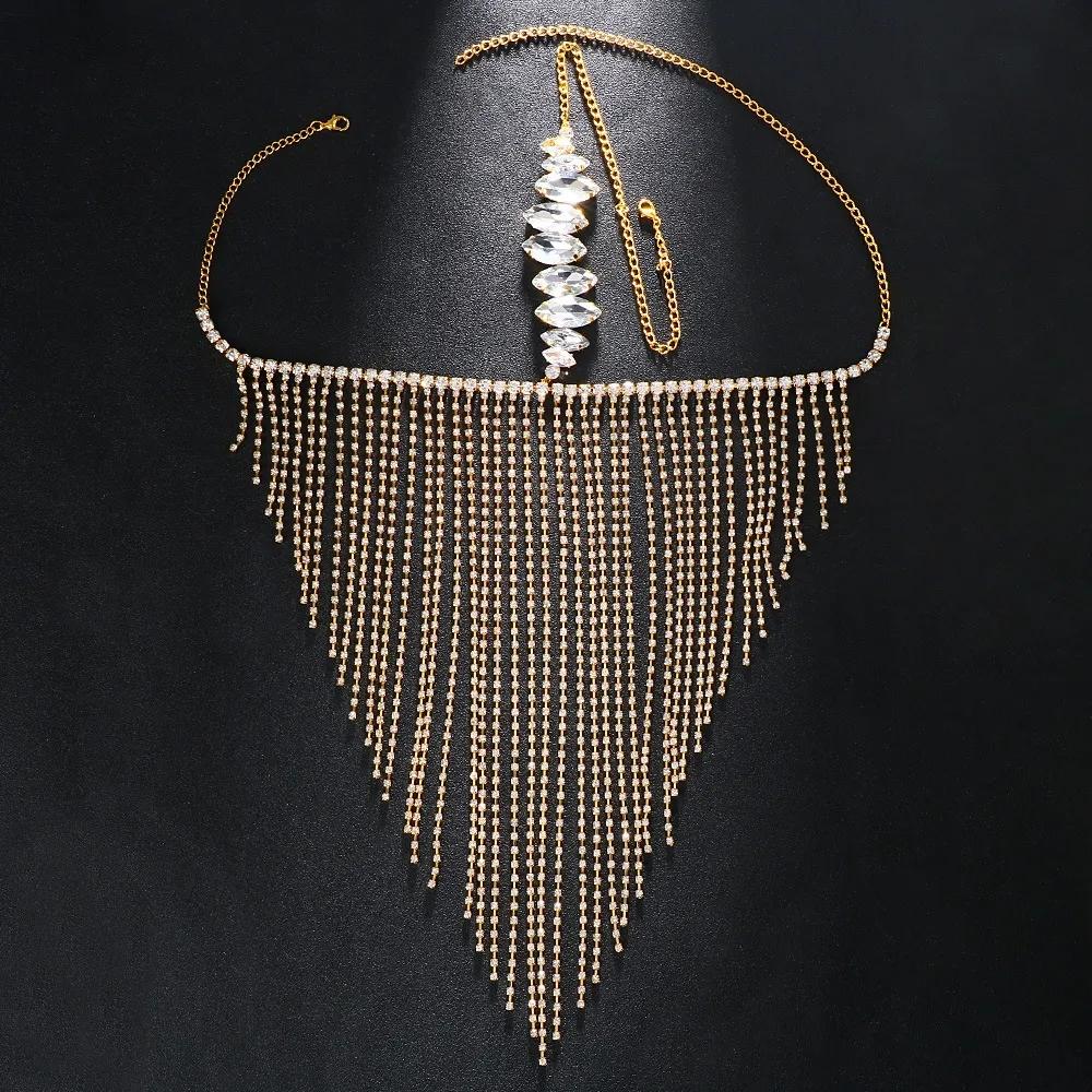 Fashion Charming Rhinestone Tassel Veil Masks for Women Bohe Face Jewelry Chain Masquerade Dance Party Sexy Costume Accessories