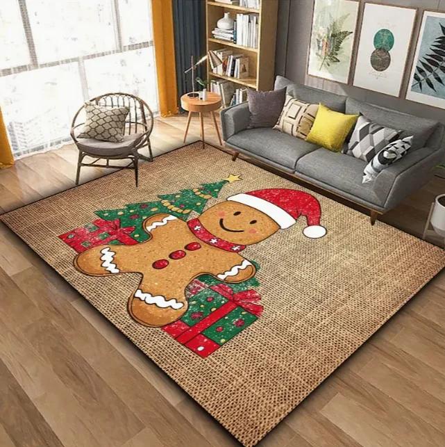 Gingerbread Man Carpet Christmas Tree Christmas Floor Mat Terrace Living Room Bedroom Balcony Camping Outdoor Carpet Decoration