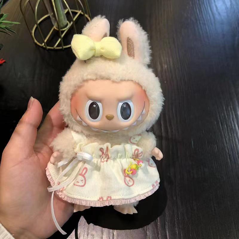 17cm Labubu Doll Clothes: Ice Cream Overalls - Cute Pendant Blind Box