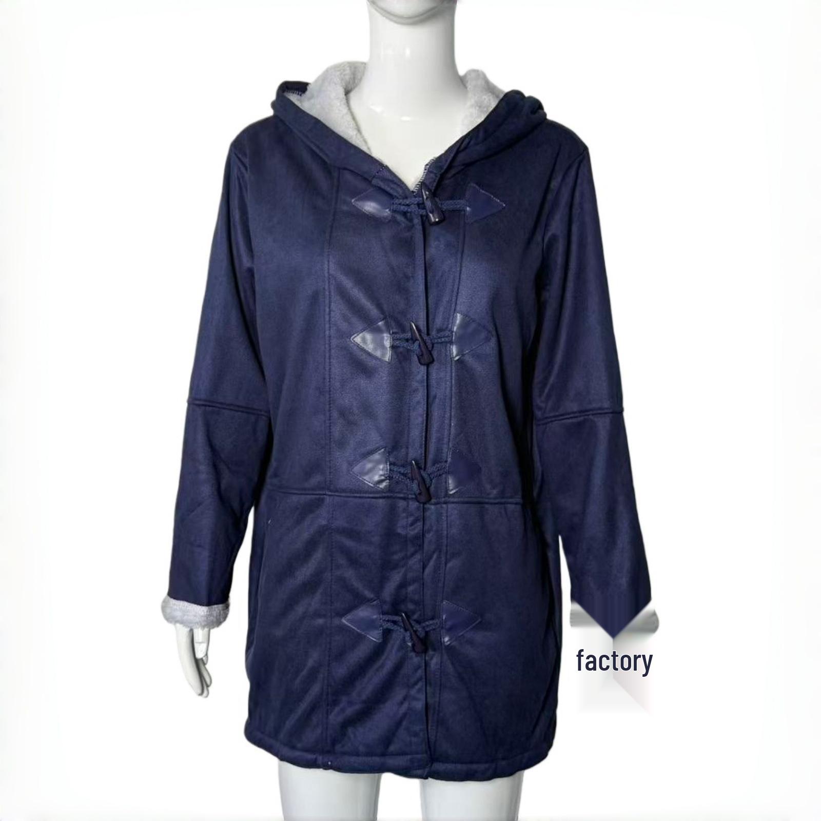 

Женский шерстяной кардиган с капюшоном в стиле Харадзюку 2023 года — средняя длина, однотонный цвет, повседневный дизайн с пуговицами. XXL