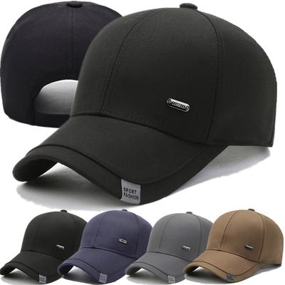 Hot Sale Men's High Quality Cap Solid Color Outdoor Sports Fishing Baseball Cap Leisure Metal Label Baseball Hat For Casual Wear