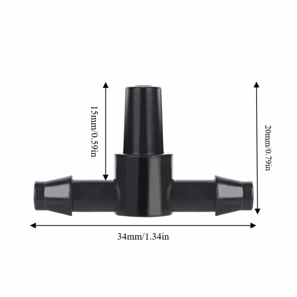 100PCS 4/7 Mm Tee Connector Leak-Proof Plastic Drip Irrigation Connector Black Easy To Install Garden Irrigation Fittings