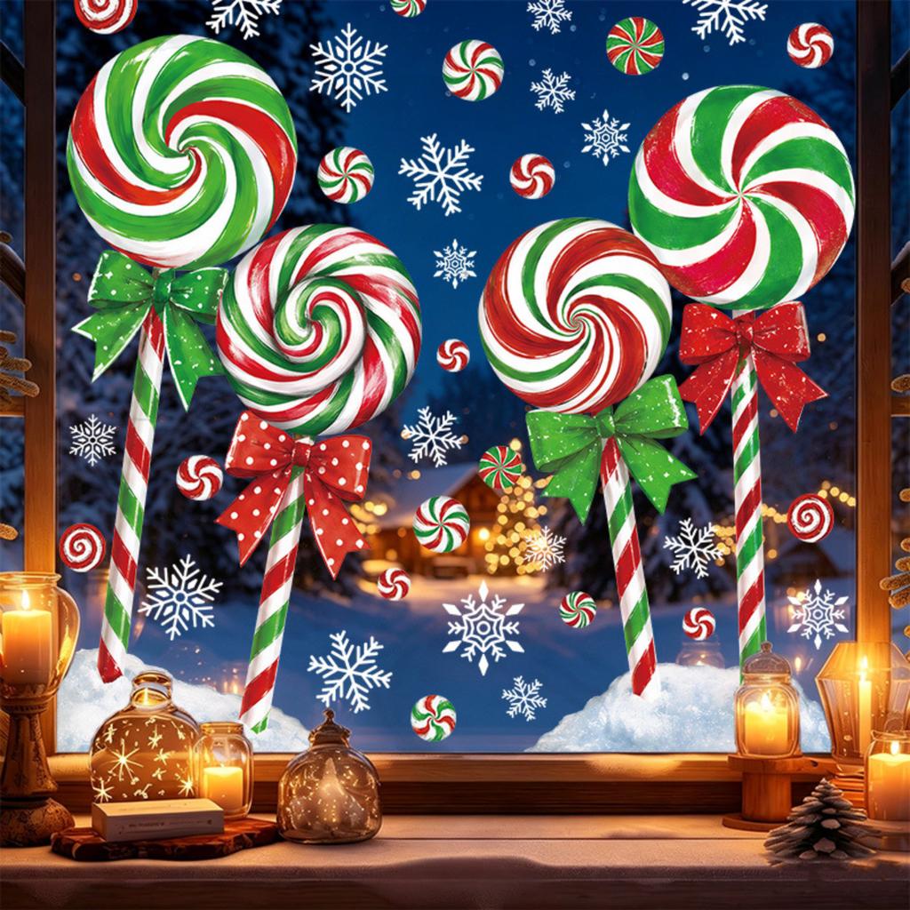 Christmas Static Cling Stickers for Living Room Bedroom Holiday Party Decorations