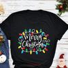 Frohe Weihnachten T-Shirt Lichter Geschenk Weihnachten Feiertag vintage Gewaschen Stilvoll Mode Vielseitig Bequem Unisex Dehnbar