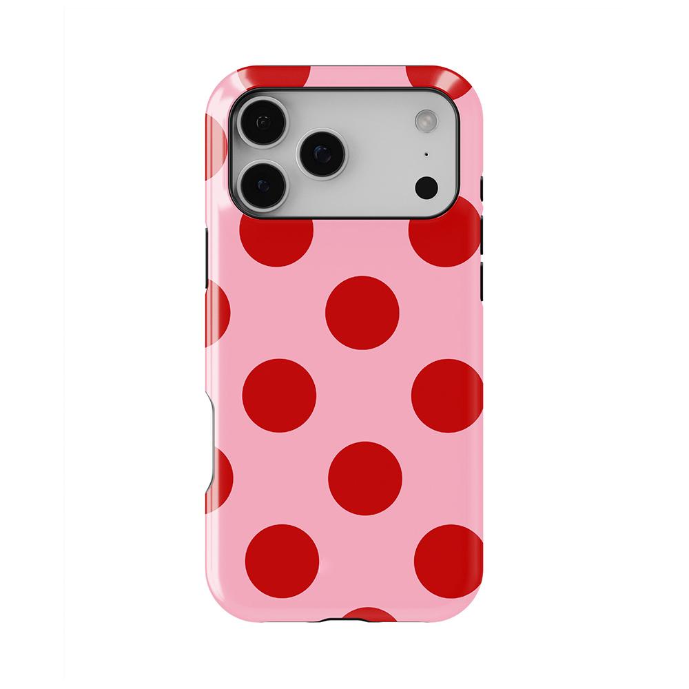 Luxury Clmj Pink Big Polka Dot Brown Phone Case for iPhone 17 16 15 14 13 12 11 X XS XR XSMAX Air Pro Max Plus Double-layer Back