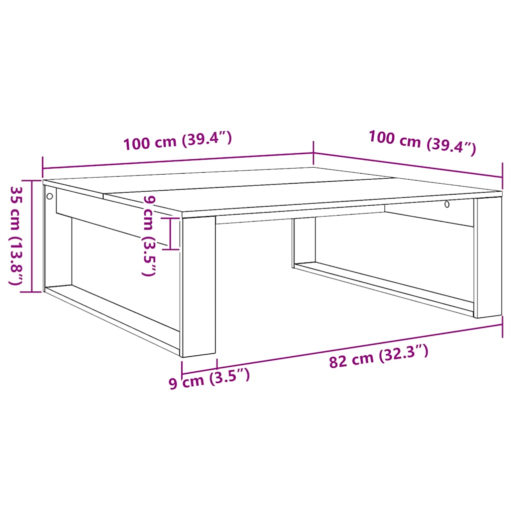 Artisan Oak Coffee Table 100 x 100 x 35 cm Engineered Wood
