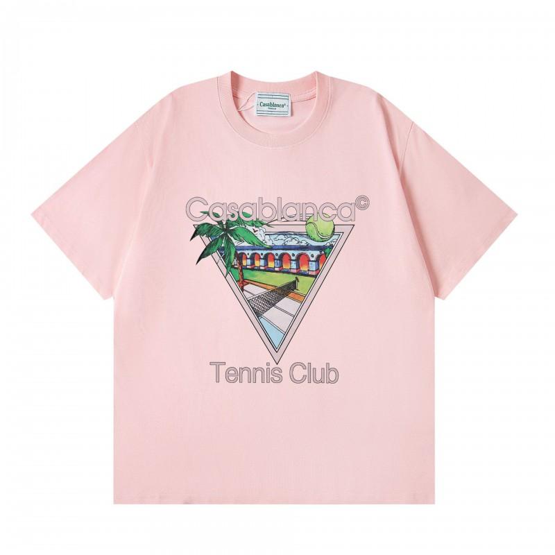 Casablanca Streetwear T-Shirt Men Women Loose Fit Short Sleeve Casual Tee High Street Style
