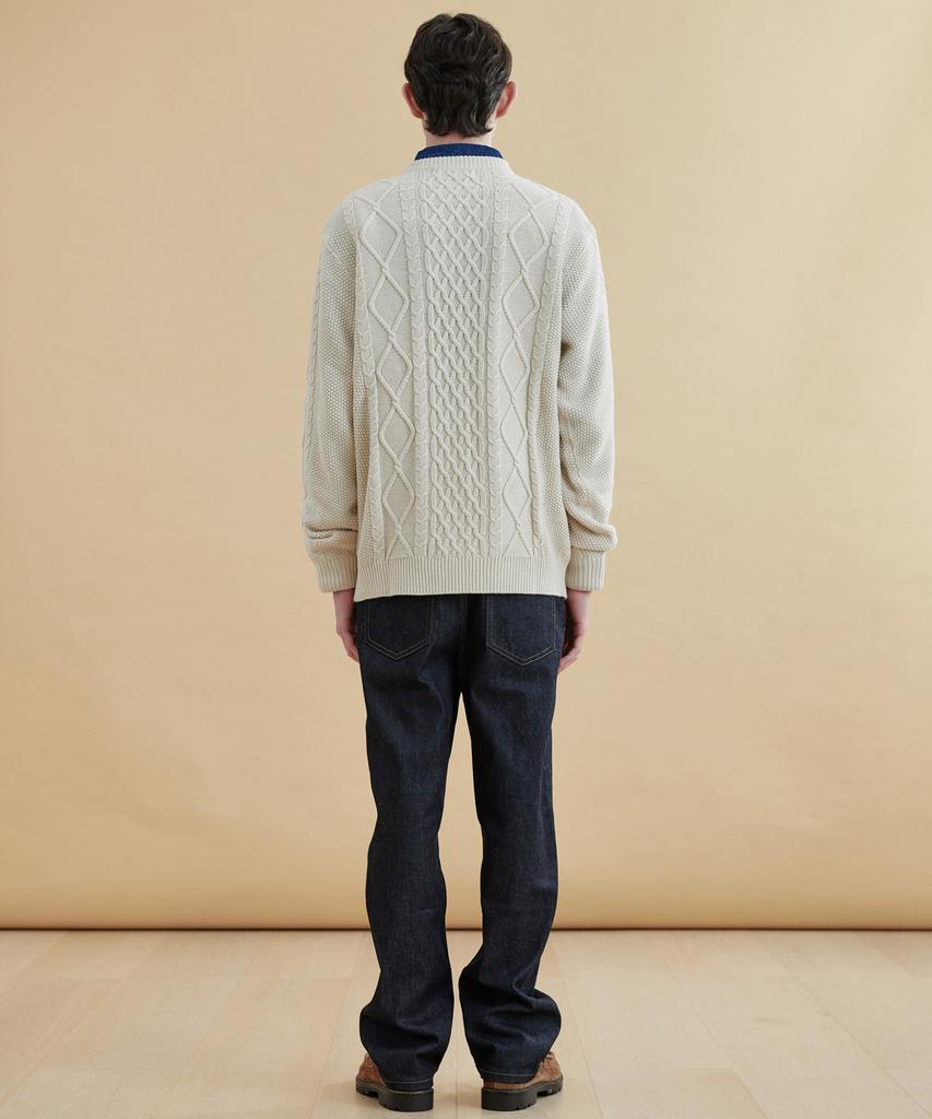 PLAC Cable Basic Round Neck Knit Ivory