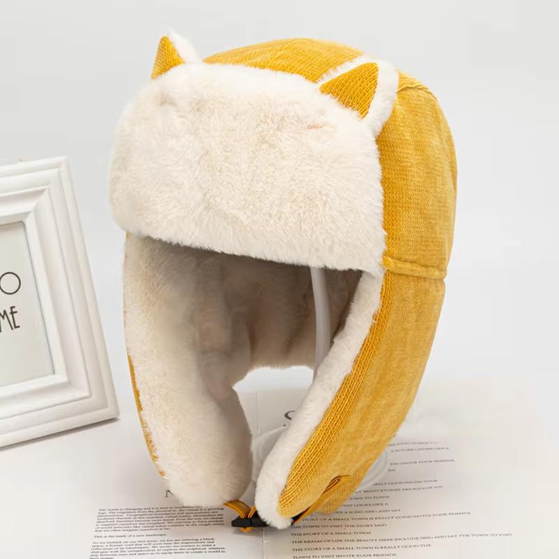 Cute Women's Warm Earmuff Thickened Earflap Hat Winter Cold Proof Warm Cotton Hat Cat Ear Cap Russian Hat