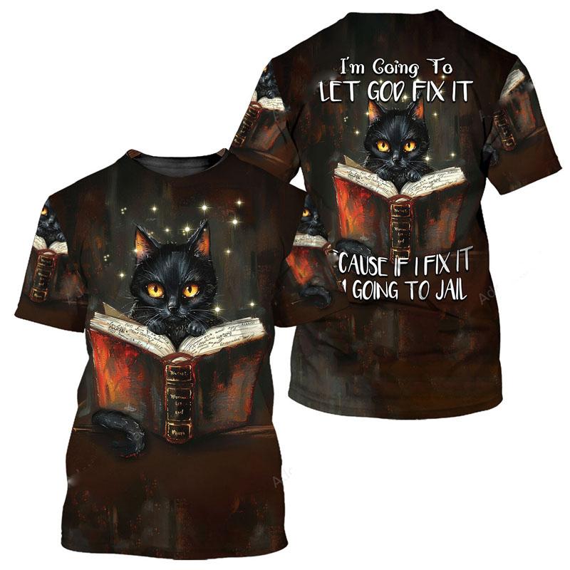 Roztomilé zvířátko kočka 3D celoplošný potisk tričko unisex denní vtipné ležérní trička s krátkým rukávem barevný retro vzor módní tričko top