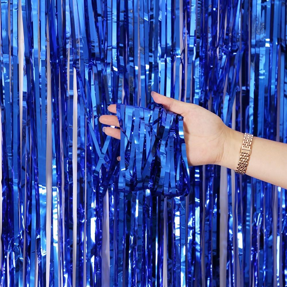 Elegant Shimmering Rain Curtain In Blue For Festive Event Backdrop Decoration