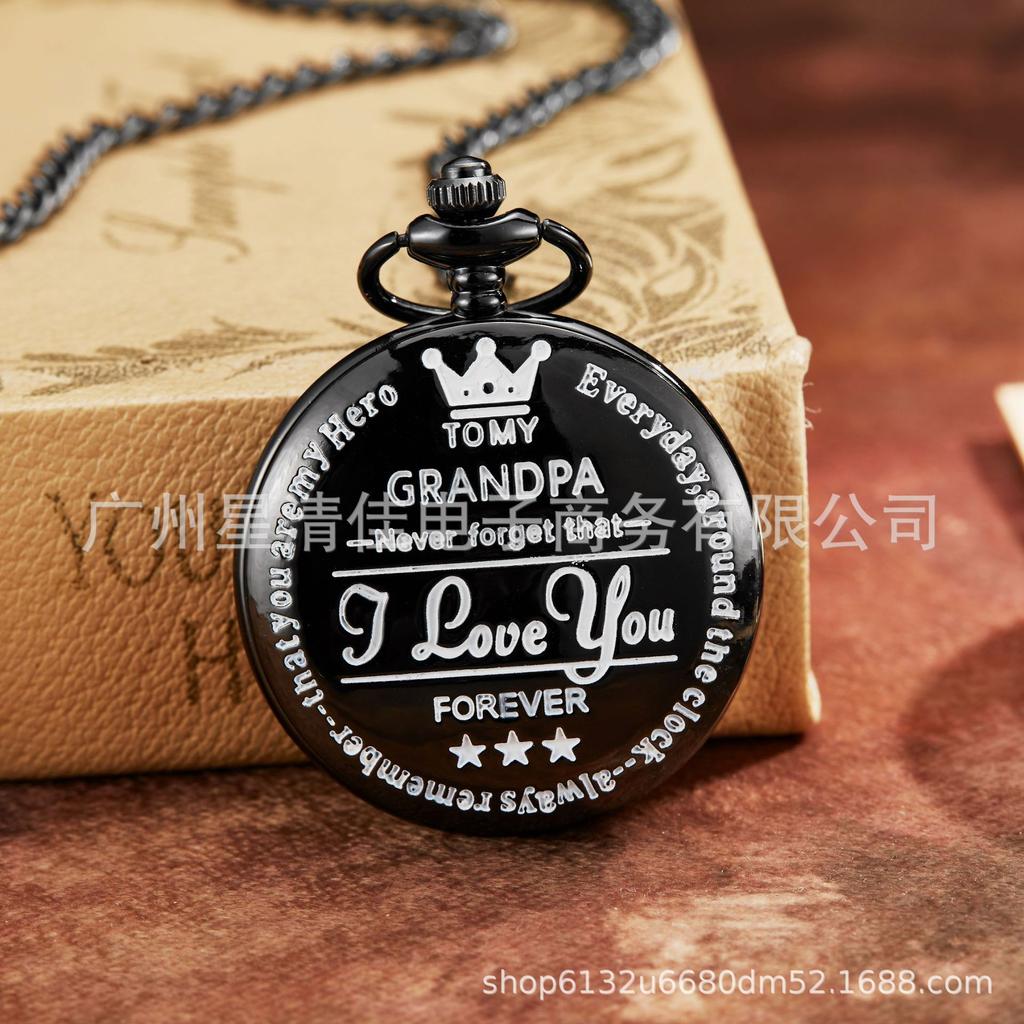 Steampunk Full Hunter Golden/Silver/Black Quartz Analog Alloy To My Daughter Pocket Watches/To My SON Pocket Watches Pendant Chain Roman Number Clock