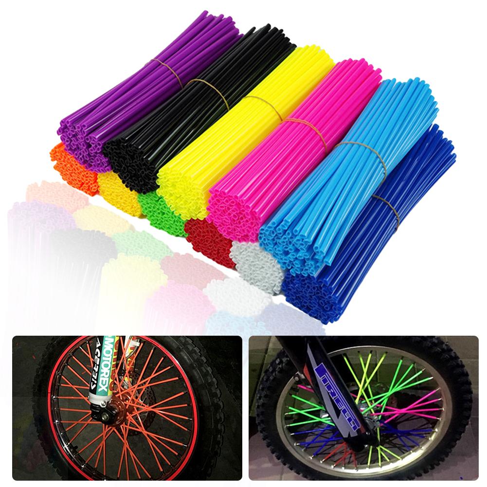72Pcs Bike Motorcycle Wheel Spoked Protector Skin Covers Pipe For Motocross Bicycle Bike Cool Accessories 12 Colors 24CM