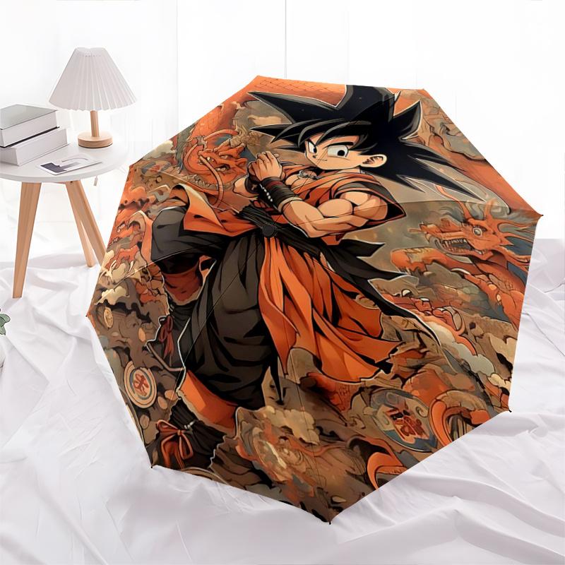 

1pc Goku s Epic Journey Dragon Ball Z Pattern Umbrella, Fashionable, Personalized, High-Value Folding Umbrella, a Must-Have for Summer, 8-Rib Dur