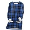 Women's Fashion Plaid Print Round Neck Long Sleeve Plush Winter Warm Pullover Top