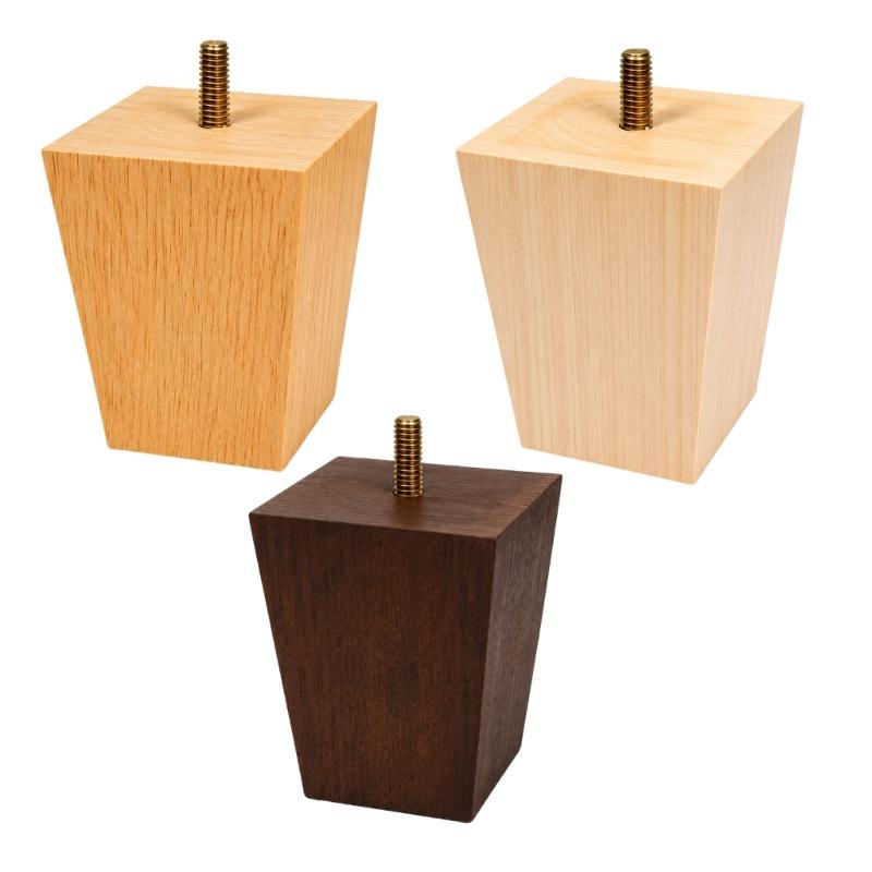 Replacement Wooden Furniture Legs Set of 4, Square Tapered Support Feet for Sofa Cabinet Coffee Table and Bed Use