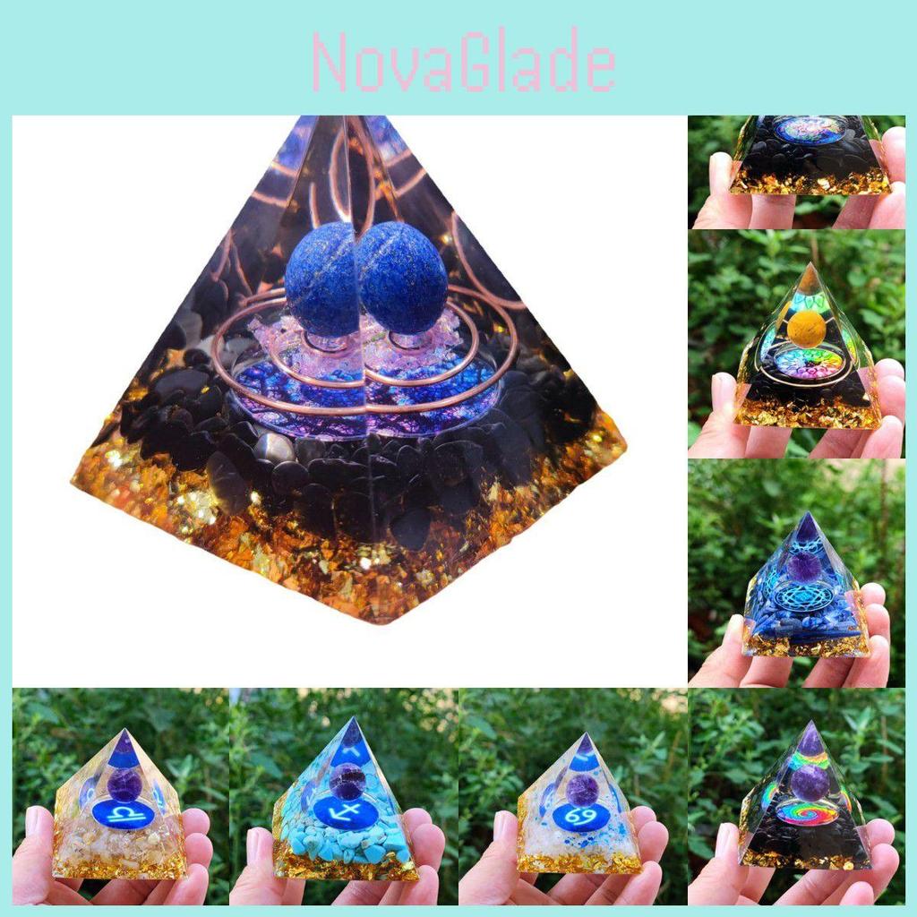 Orgonite Chakra Energy Pyramid Amethyst Crystal Home Decor Meditation Ornament Craft Gift