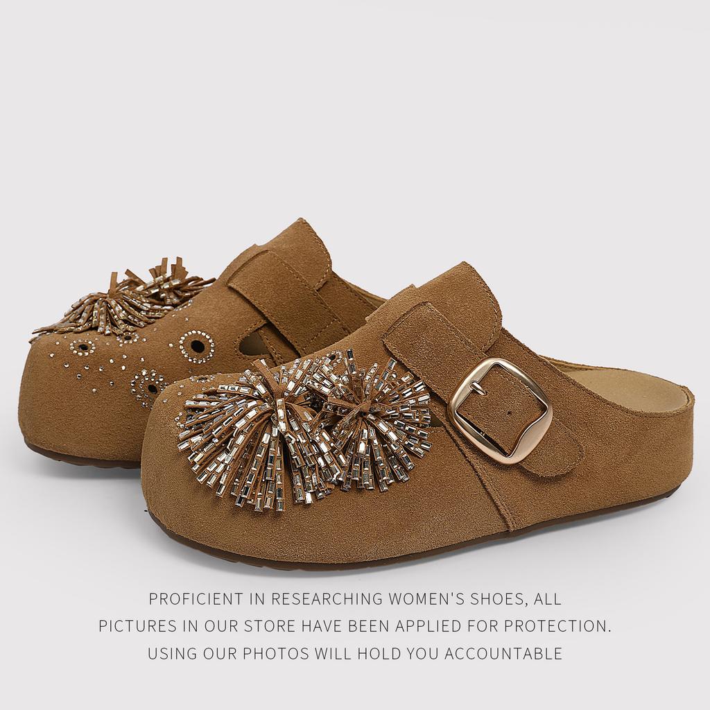 Cattle Velvet Fireworks Holiday Retro One-Pedal Birkenstocks Thick-Soled Heightening Shoes